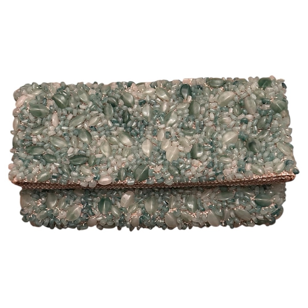 Elegant Beaded Clutch - Green jade